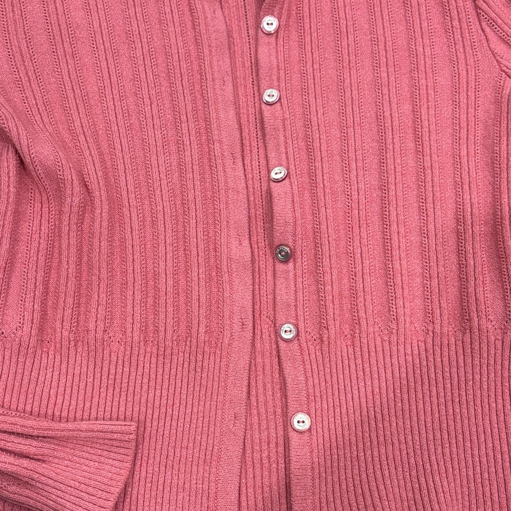 St. John Sport Pink Cardigan vintage sz m wool blend - Picture 9 of 11